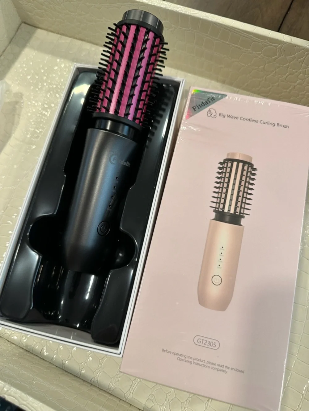 Cordless Hot Air Round Brush - Pink Bristles #TF7